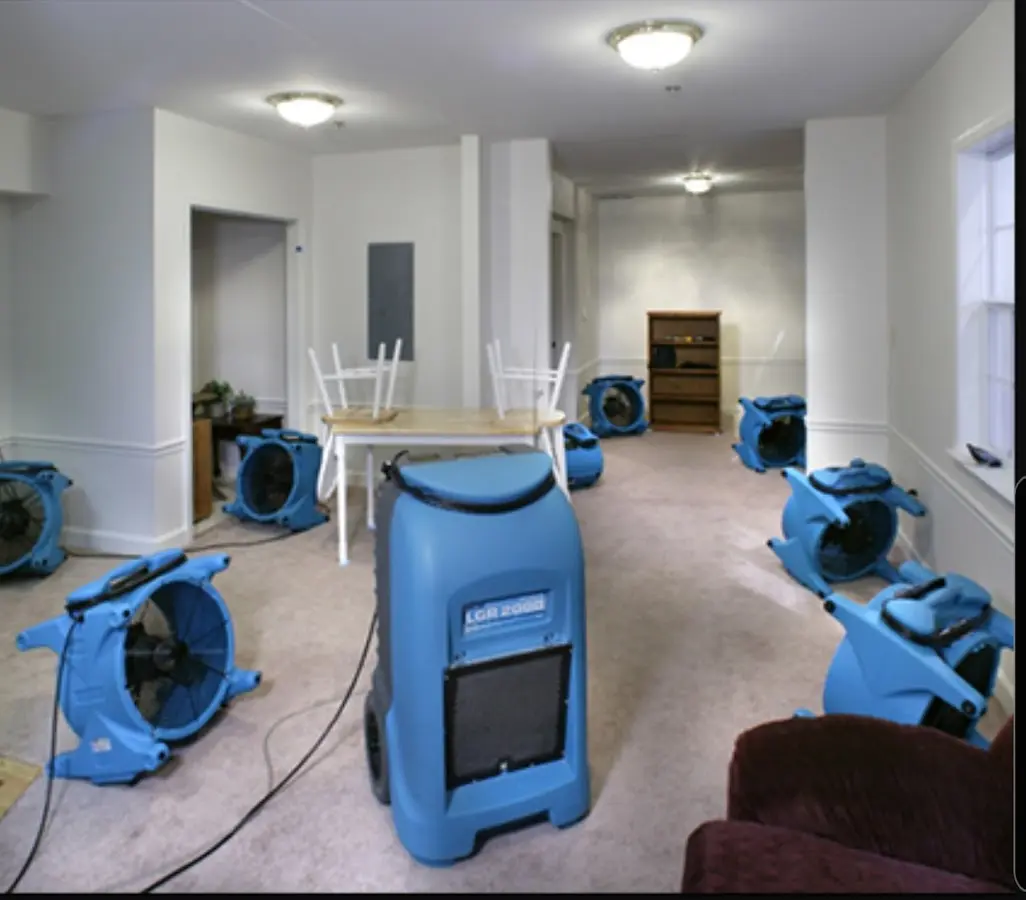Air movers and dehumidifier setup for Water Damage Restoration in South Williamsport